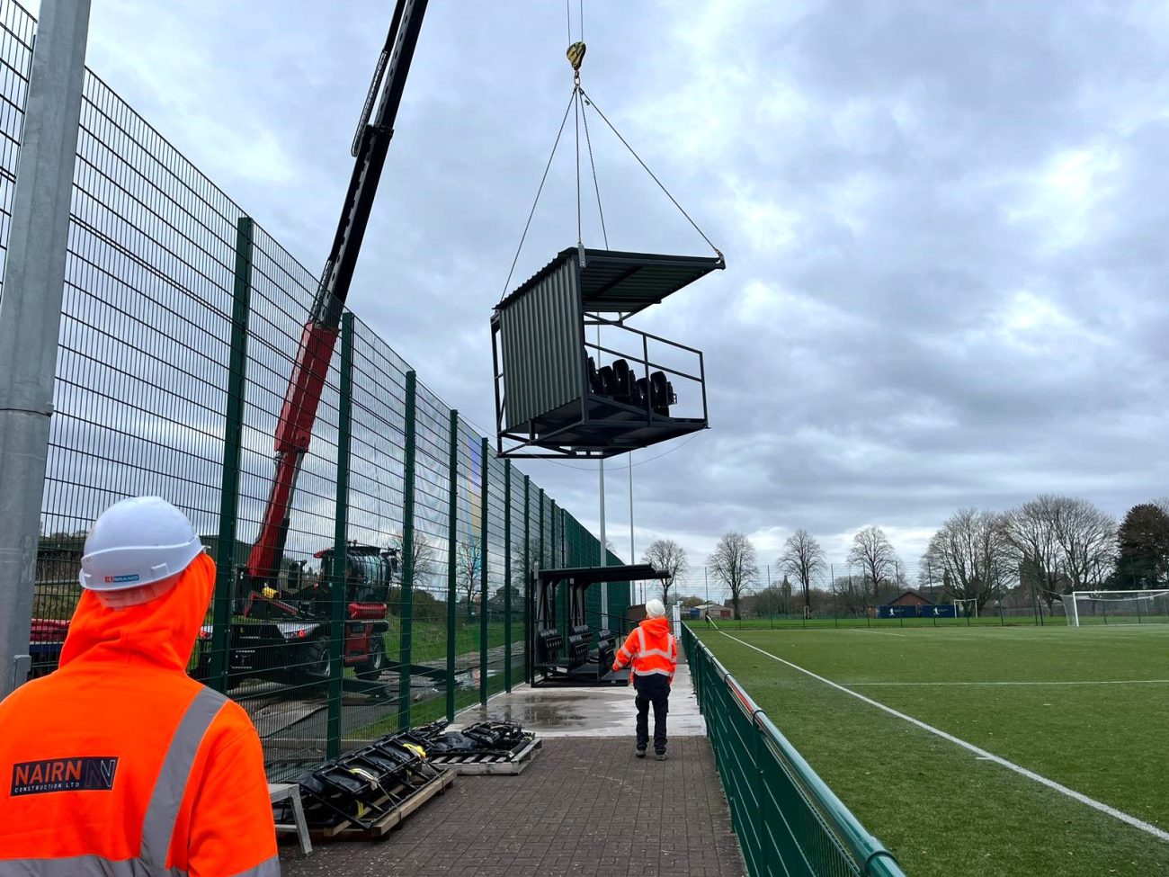 Crane lift of seats to Lockerbie Grandstand
