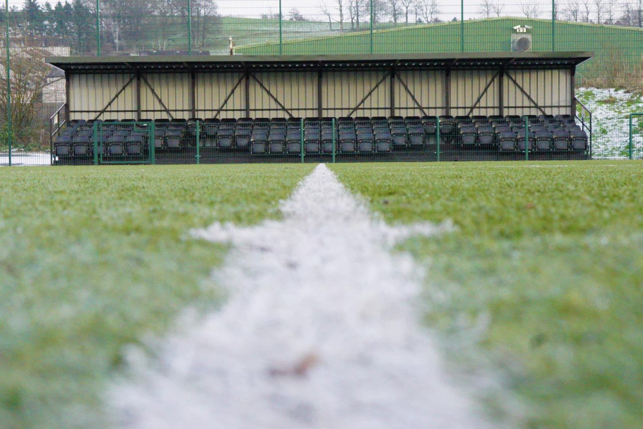 Football Pitch white line to Grandstand