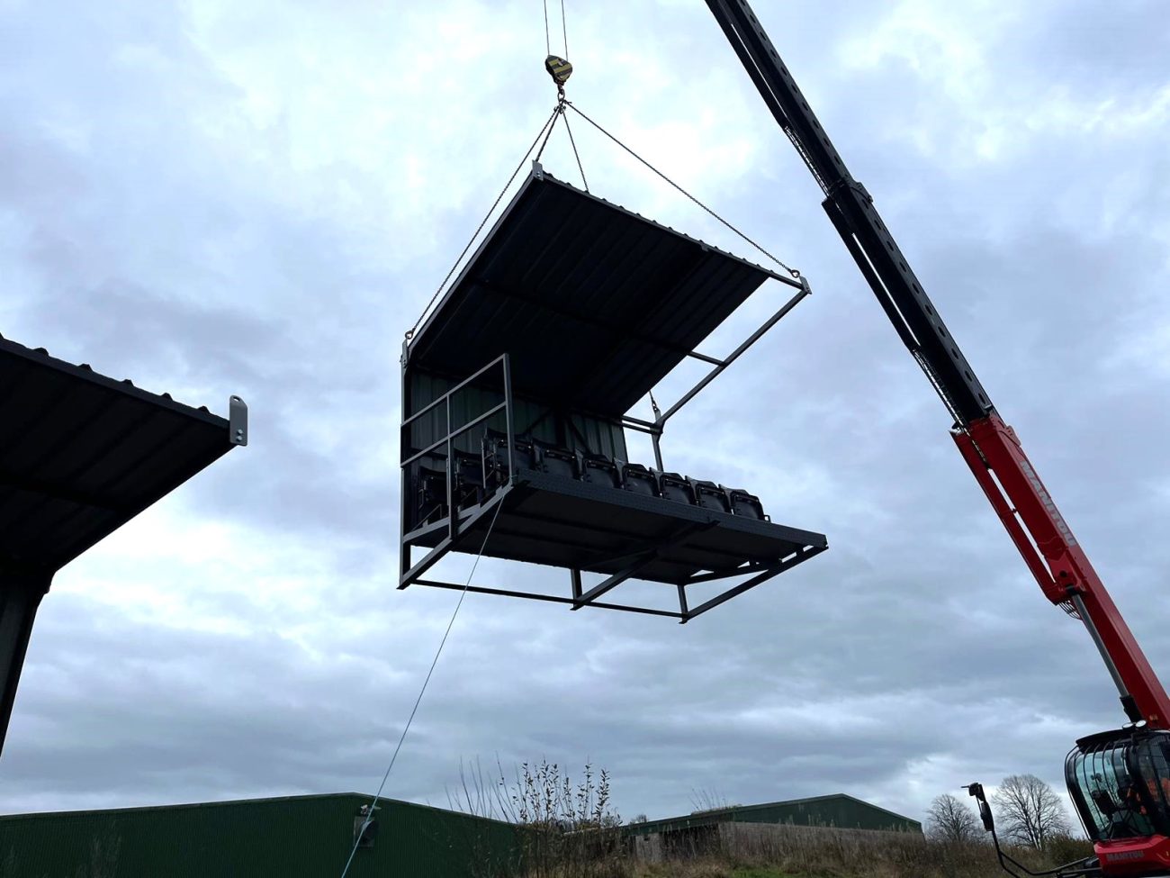 crane delivery of grandstand