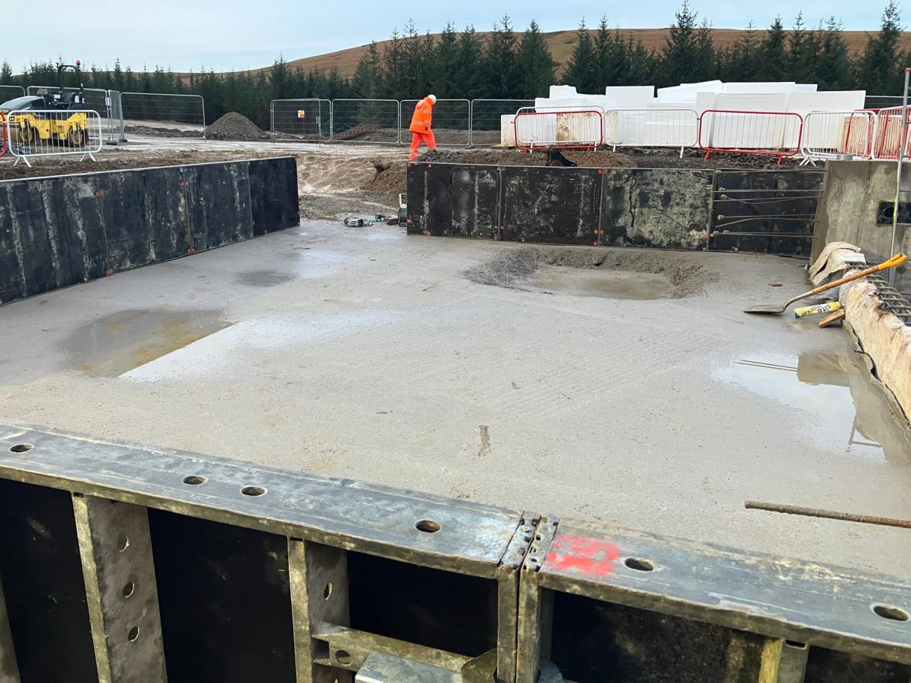 Whitelaw Brae windfarm substation concrete works,